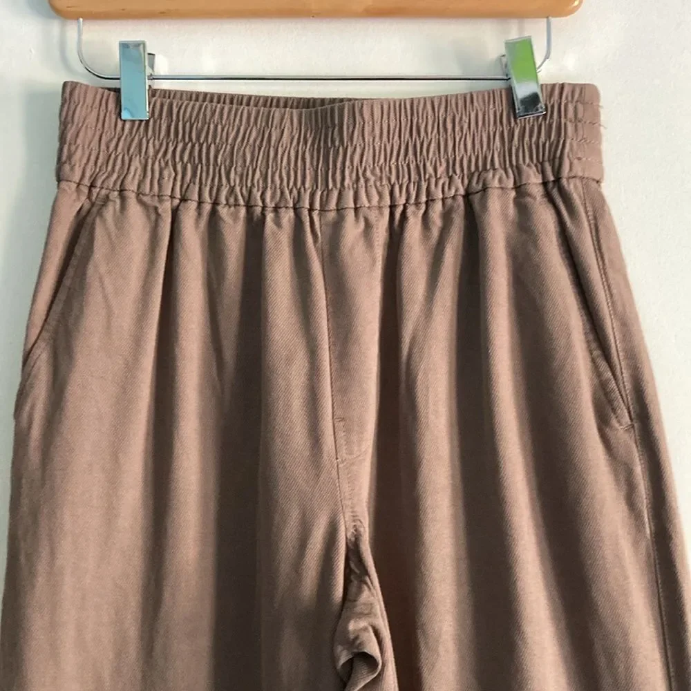 Madewell Size XS Drapeweave Carly Wide Leg Pull On Pants Castle Rock Light Brown